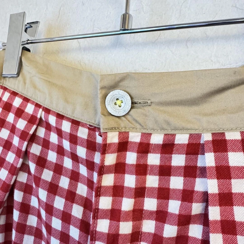 PANTALONES CHINOS ANCHOS A CUADROS GINGHAM ROJOS Y BLANCOS USADOS BUENOS Foto 2 de 4