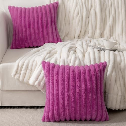 Faux Fur Throw Pillow Covers 18x18, Set of 2, Plush Velvet Soft Pillow - Picture 7 of 7