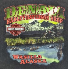 VTG Denali Harley Davidson Wasilla Alaska T-Shirt Men's Size 2XL XXL Made In USA
