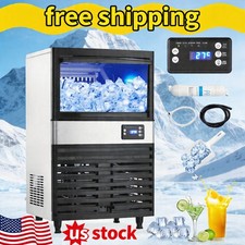 Commercial Ice Maker Stainless Steel, 150LBS/24H Ice Making Machine with 30LBS