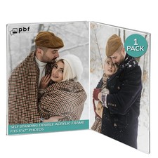 pbf 5x7 Double Picture Frame  Vertical Self Standing  Acrylic Stands for Di...