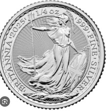 2025 UK Britannia 1/4oz Silver Coin. Free delivery