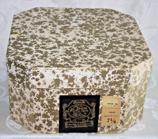 Vintage Medium BEAVER HAT BOX 12"  13" x 6  NO Insert GOLD White EMPTY No HATS