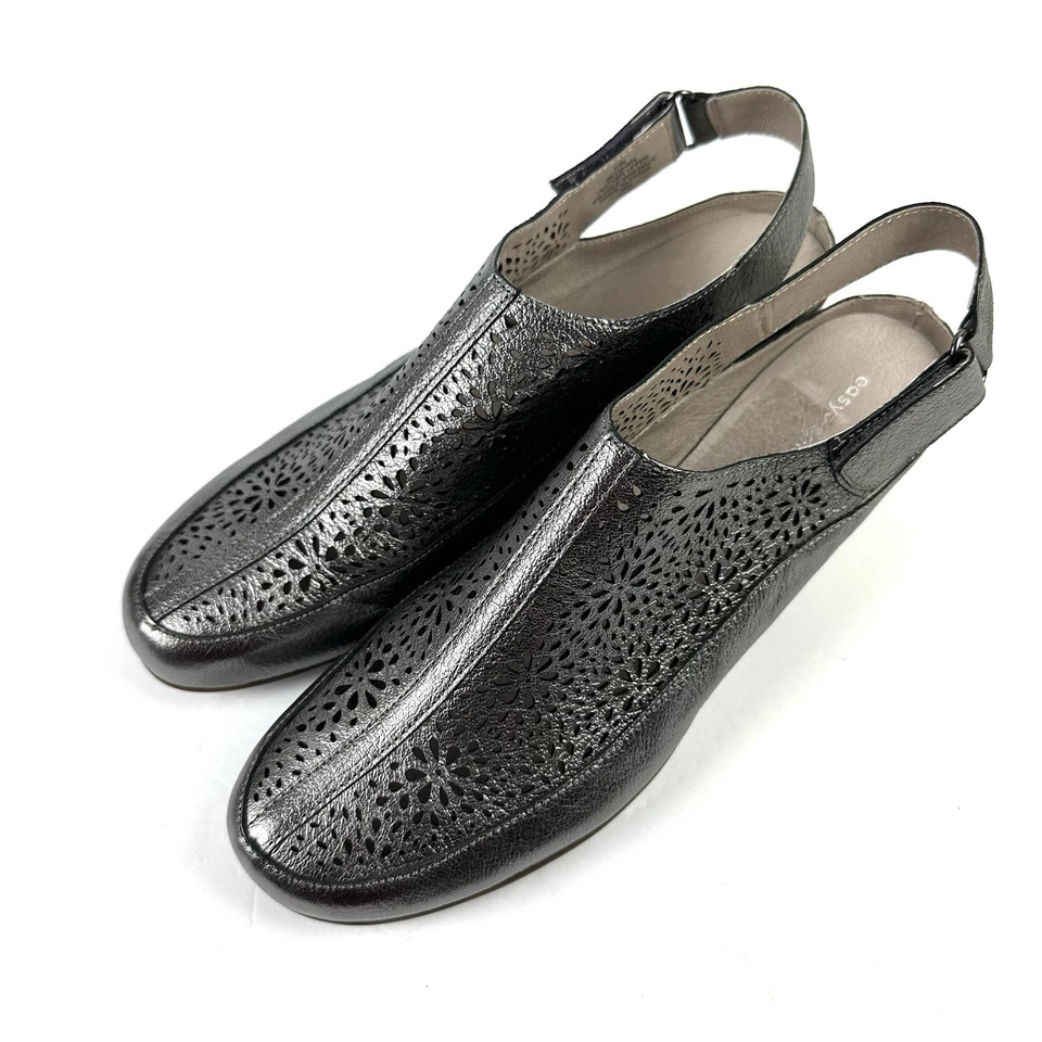 Zapatos Easy Spirit Sedawn 10 Estrechos Plateados Eslinga Recorte Trasero Nuevos Foto 2 de 4