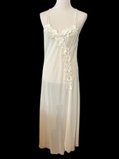 Vintage Flora Nikrooz Night Gown  Women M  Nightgown Dress Ivory Lace Semi Sheer