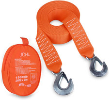 Tow Strap 2in X 20ft With Safety Hooks 15000 Lb Heavy Duty Recovery