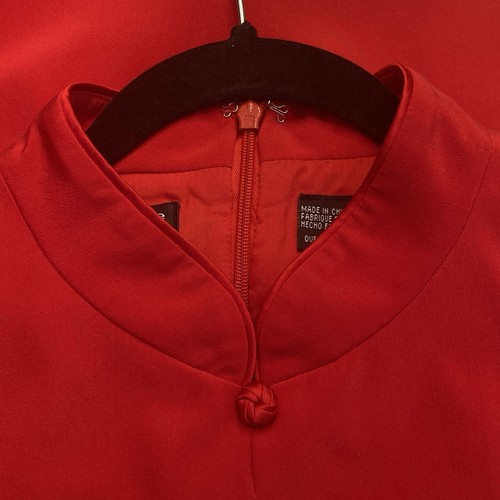 Vtg Liz Claiborne Woman's Silk Red Dress Size 10 19x50 Mandarin Collar Lined - Picture 6 of 13
