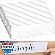 50 Sets 2x8" Acrylic Wall Name Plate Holder Clear Plastic Sign Holder Frame