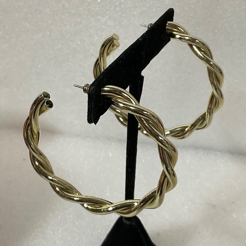 Vintage goldfarbene Creolen 2 Zoll 11,76 g geflochten Twist Post Modeschmuck - Bild 7 von 14