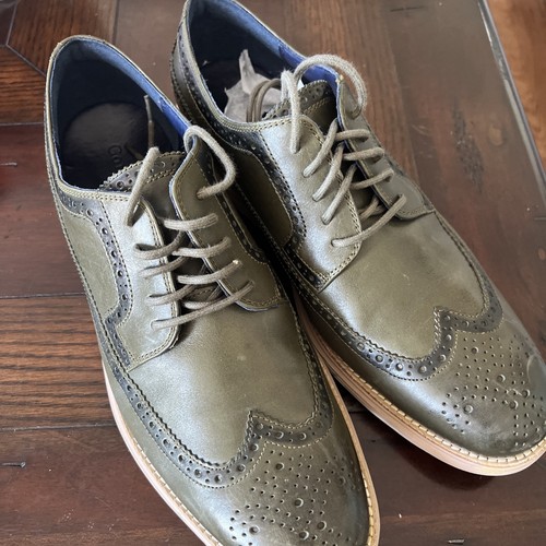 Cole Haan Lunarlon Wingtip Oxford Dress Shoes Olive Green Leather Men's 12 M - Picture 6 of 10