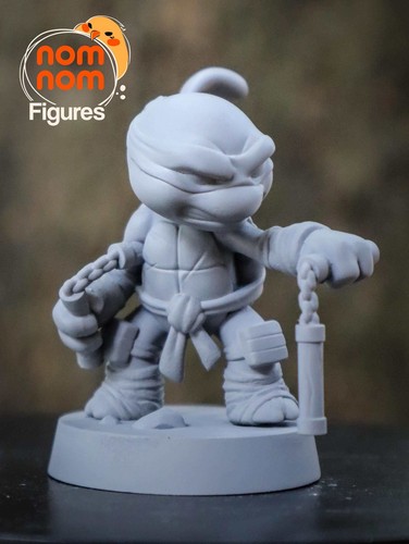 Chibi Michelangelo | 2-Inch Resin Model Kit | DIY TMNT Party Turtle with Nunchuc - Picture 6 of 7
