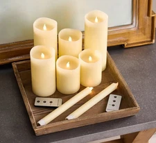 Home Reflections 8 Pc Flameless Candle Set,Pillar,Taper,Timer,IVORY H440373