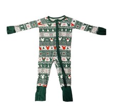 HTF Little Sleepies Disney Mickey Fair Isle Zip Romper Size 6-12M, Sold Out Ch