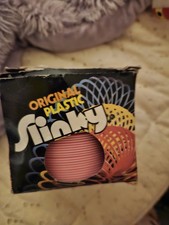 Vnt. NEON PINK  WHITE Plastic Slinky in ORIGINAL BOX  spring toy