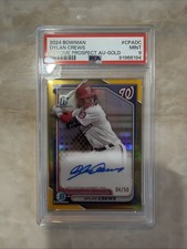 2024 BOWMAN CHROME PRSPCT AUTOS GOLD REFRACTOR #CPADC DYLAN CREWS 04/50 PSA 9
