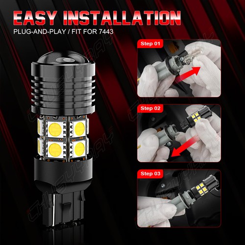 4x Fit Subaru XV Crosstrek 2013-2015 7443 T15 LED Reverse Brake Tail Light Bulbs - Picture 5 of 13