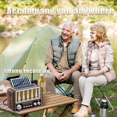 Tragbares Solar Wiederaufladbares Bluetooth Radio AM/FM/SW 3-Band MP3 Player LED Licht - Bild 12 von 19