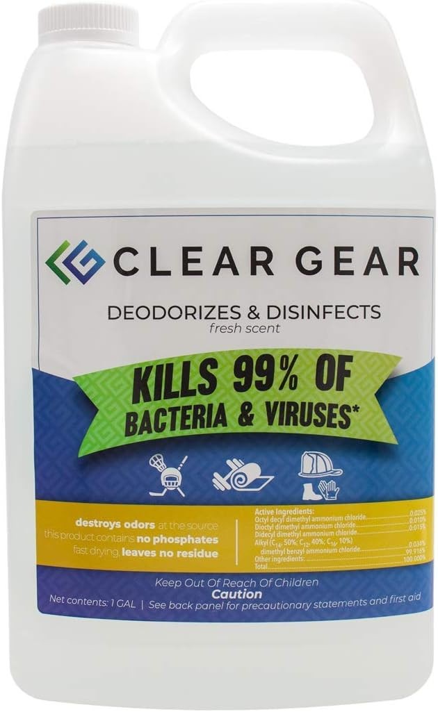 Clear Gear - 1 Gallon Disinfectant, Cleaner, and Deodorizer for Sports Equipment
