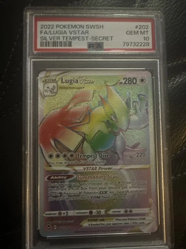 Pokemon Silver Tempest Lugia VSTAR Secret Rare Card PSA 10,Mint 202/195