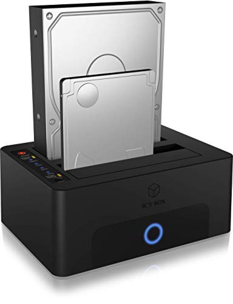 ICY BOX - Docking station per doppio SSD e disco rigido USB 3.0, SATA Clone Stat