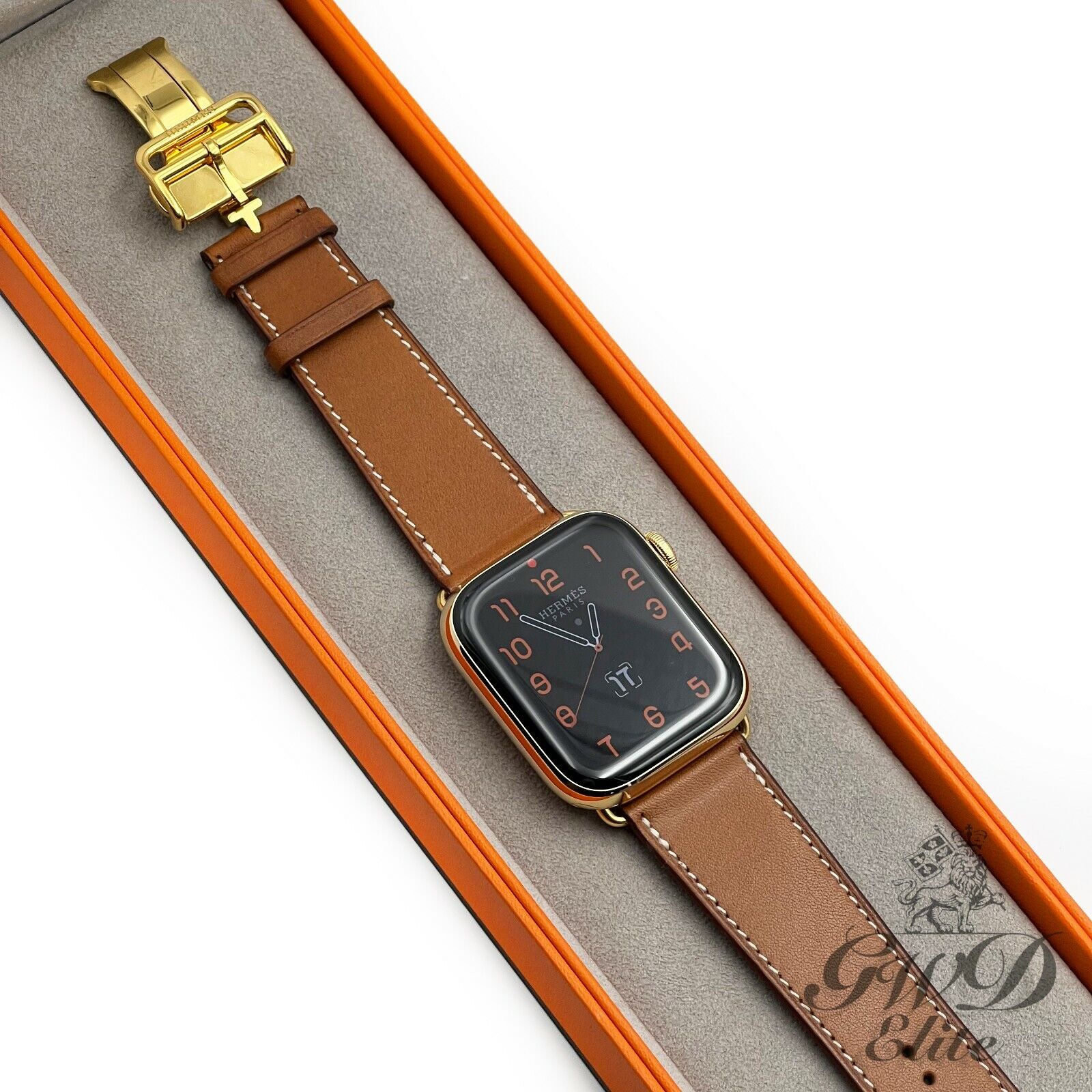 Hermès Single Tour Fauve Barenia 24K Gold Plated Series 6 Apple