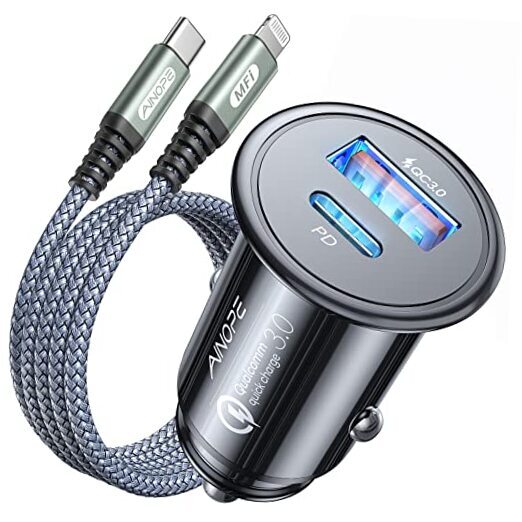 for【Apple MFi Certified】 54W iPhone Car Charger Fast Charging Cigarette Black