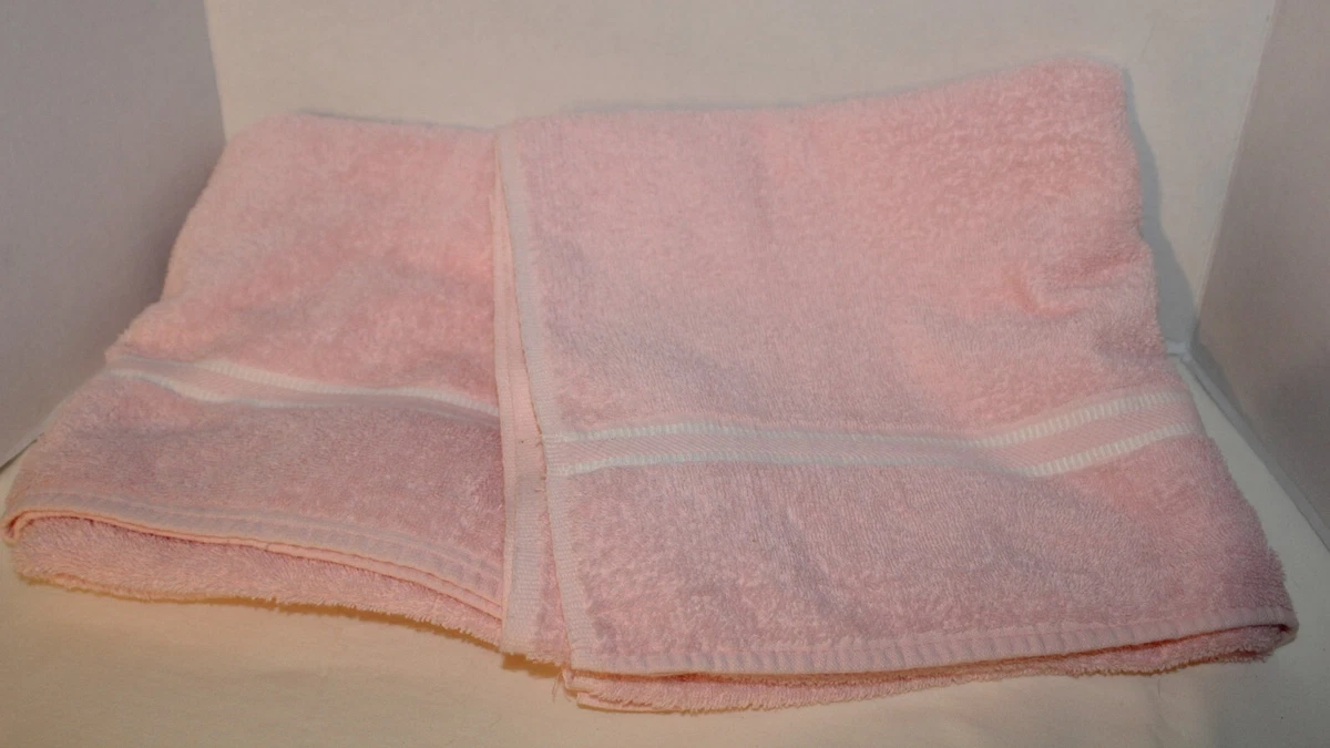 Set of 2~VINTAGE~Pink BATH TOWELS~MCM~Sears~Cotton & Polyester~24 x 44~ NICE!