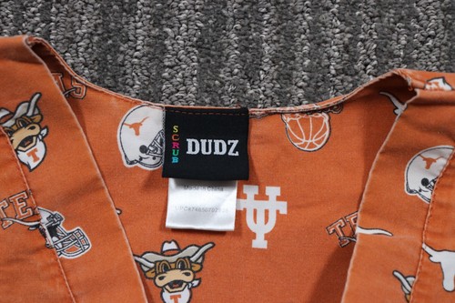 Texas Longhorns Scrub Top Hook Em Horns Medical Short Sleeve V-Neck Adult M - Picture 5 of 13