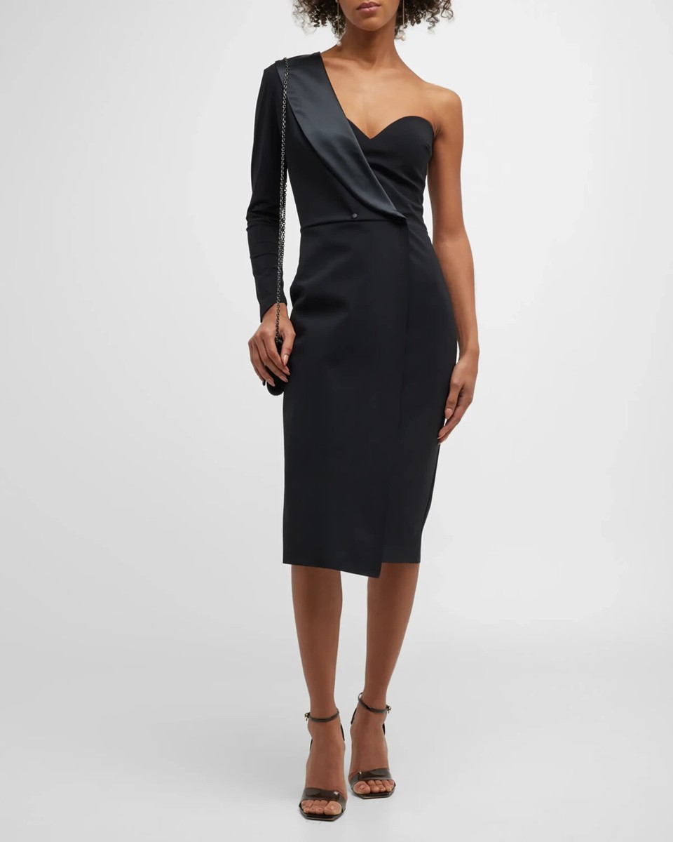 chiara boni la petite robe midi dresses Chiara Boni La Petite Robe Silvheart Ruffle-Trimmed Midi-Dress