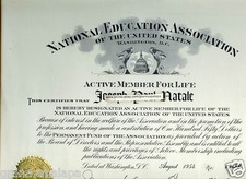 1954 National Education Association Document -Joseph Paul Natale Family-11"x13"