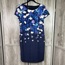 Talbots Dress Sz 8 Sheath Floral Print Short Sleeves