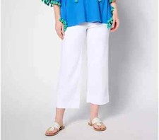 Belle by Kim Gravel TripleLuxe Twill Wide Leg Cropped White Plus Pet 20 A660422