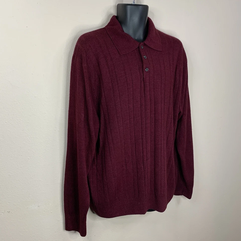 Suéter Tejido Geoffrey Beene Rojo Borgoña Manga Larga Academia 2x XXL Foto 3 de 4