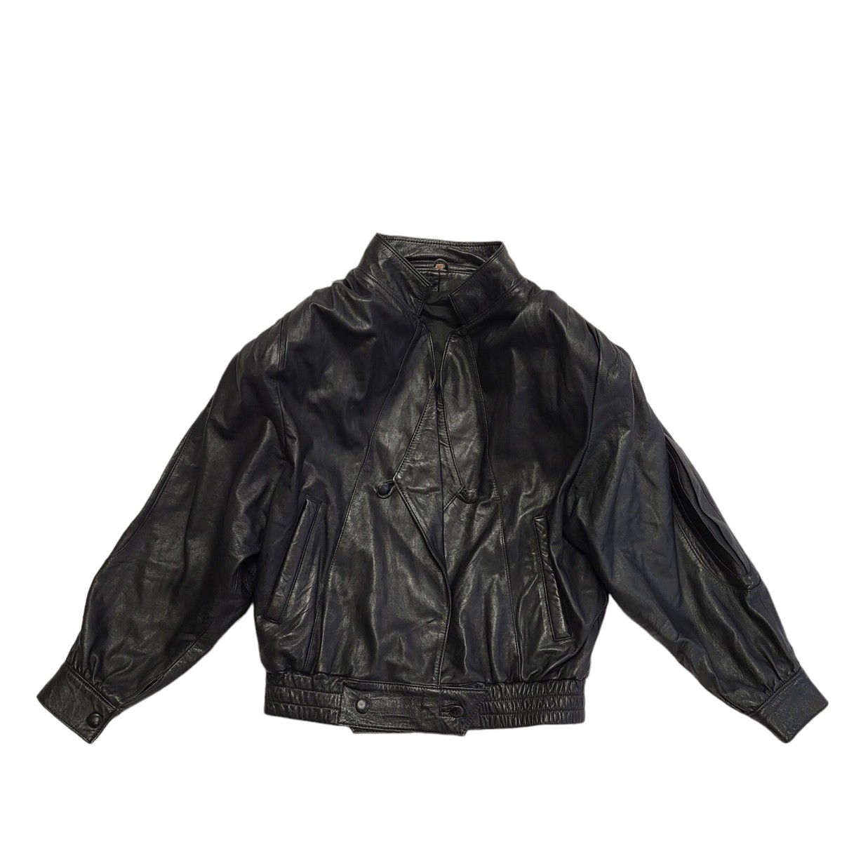 G&A Vintage 80s Black Leather Jacket Uk Women's Size Medium UK - Main Image