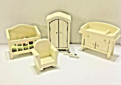 Vintage DollHouse piece Wood Nursery Baby hangers  included
