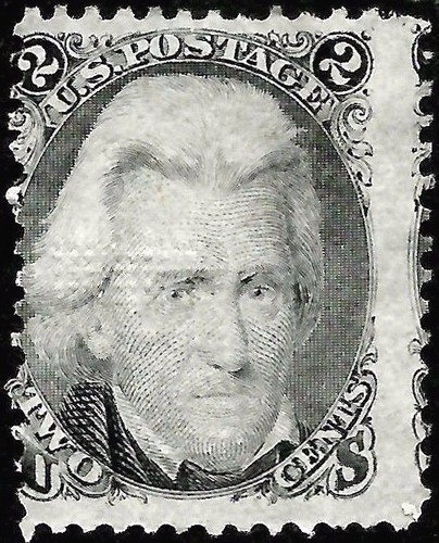 US SC# 93 *UNBENUTZT LH* { ""F GRILL"" 2c SCHWARZBUCHSE} SCHÖN VON 1867 SERIE CV $ 200,00