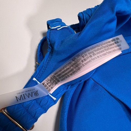 Victoria Secret 36D TWIST FRONT Push Up Bikini Top Underwire Textured Blue - Picture 7 of 7