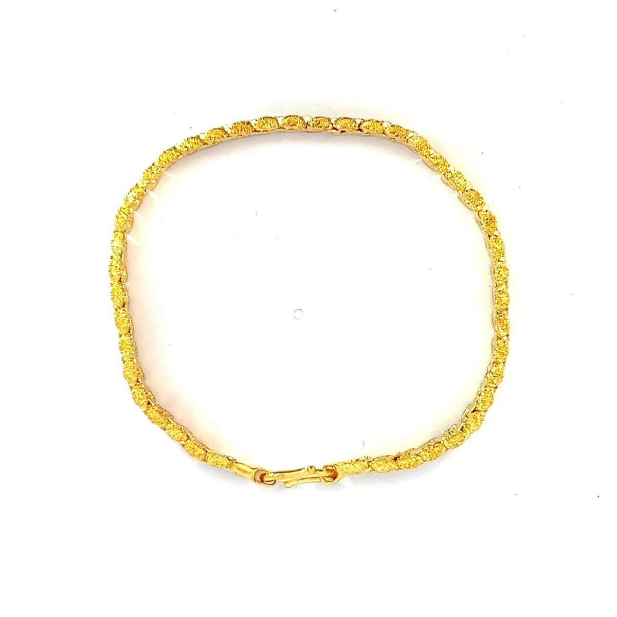 24k Pure Yellow Gold Diamond Cut Rolex Style Flexible Bracelet 7.5