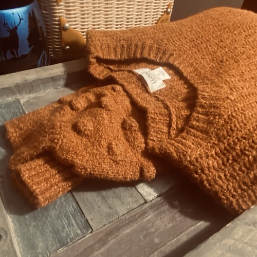 New UpWest Rust/Burnt Orange Bobble Sleeve chunky Sweater. Size Small - Picture 4 of 12