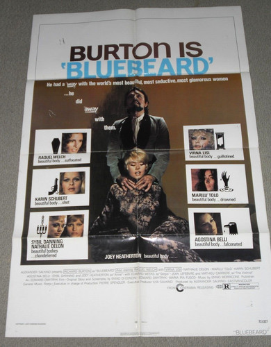 Bluebeard Original 1sh Movie Poster '72 Richard Burton, Joey Heatherton.