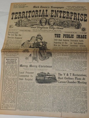 Mark Twain's Newspaper, Territorial Enterprise & Virginia City News DEC.23,1960