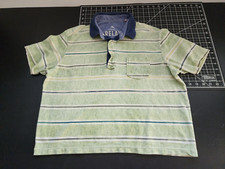 Tommy Bahama Relax Polo Golf Shirt Green Stripe Size medium Pima Cotton hole