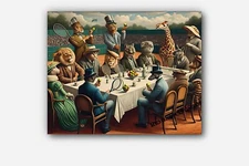 Tennis Court compete humorous & surreal twist anthropomorphized Art #3 Reprint