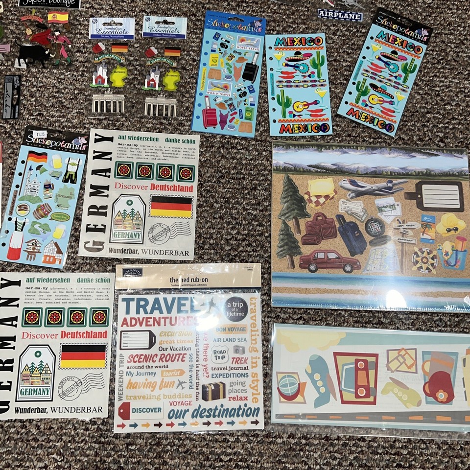 Large LOT scrapbooking stickers TRAVEL Germany Spain Airplane Mexico eBay