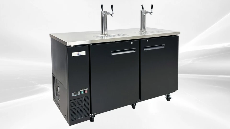 NUEVO 60" Cerveza Comercial Kegerator 2 Torres 4 Grifos Dispensador Refrigerador Barril NSF Foto 4 de 4