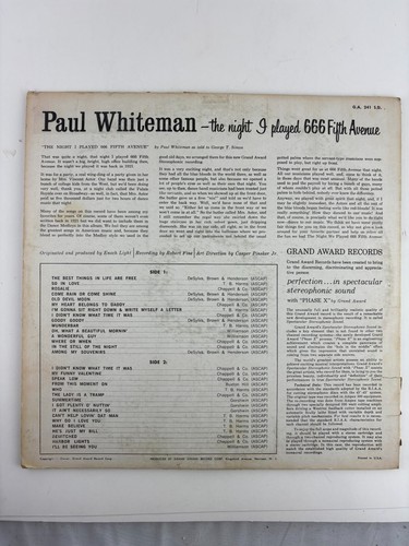 Paul Whiteman The Night I Played 666 Fifth Avenue G.A. 241-S.D. Vinyl 64-018 - Picture 2 of 3
