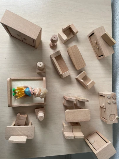 Set Camino Con Poltrona E Poggiapiedi In Miniatura Scala 1:12 | Grigio | Minimum World Per Casa Delle Bambole