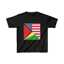 Kids Guyana American Flag Half Guyanese USA T-Shirt  Unisex Tee Shirt