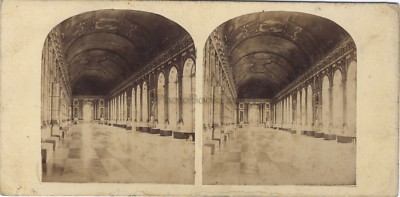 Versailles Galerie des Glaces Frankreich Foto Stereo Vintage Albumine c1860