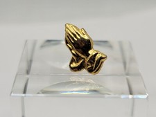 Antique Religious Ballou Reg'd Prayer Clutch Pin Gold Plated Tie Lep Made In USA